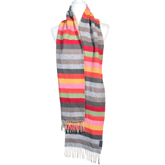 VALENTIN FRAAS Vintage 100% Cashmere Striped Fringe Scarff - Picture 3 of 7